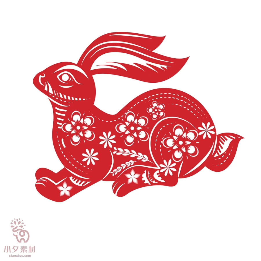 2023年兔年新年春节金箔剪纸雕刻元素图案图形png免扣PSD设计素材【004】